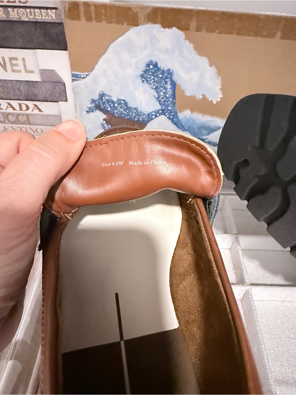 Dolce Vita Brown Black Cream Leather Loafers - Picture 4 of 5